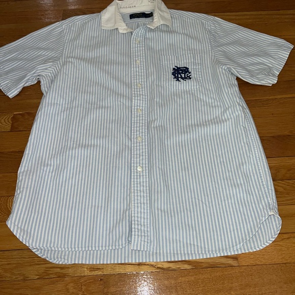Polo by Ralph Lauren Light Blue and White Striped Shirt Large Vintage - Picture 6 of 7